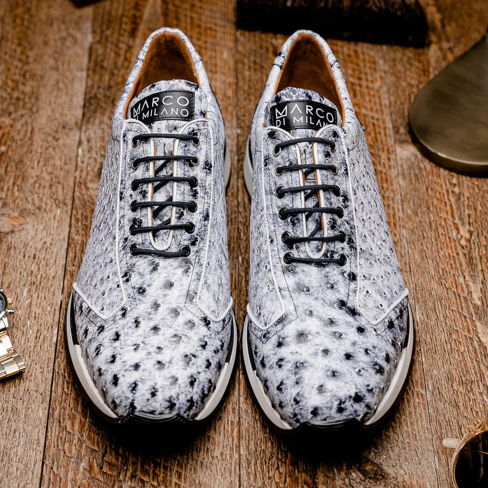 Marco Di Milano Scanno Men's Shoes Newspaper Exotic Ostich Casual Sneakers (MDM1048)