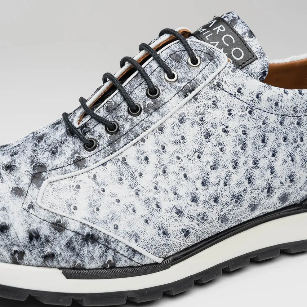 Marco Di Milano Scanno Men's Shoes Newspaper Exotic Ostich Casual Sneakers (MDM1048)