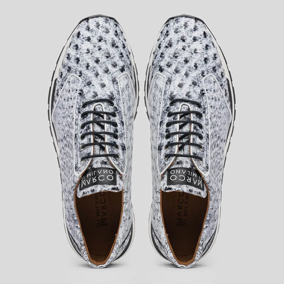 Marco Di Milano Scanno Men's Shoes Newspaper Exotic Ostich Casual Sneakers (MDM1048)
