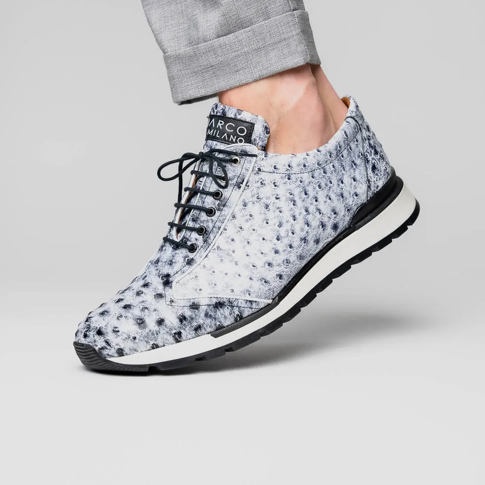 Marco Di Milano Scanno Men's Shoes Newspaper Exotic Ostich Casual Sneakers (MDM1048)