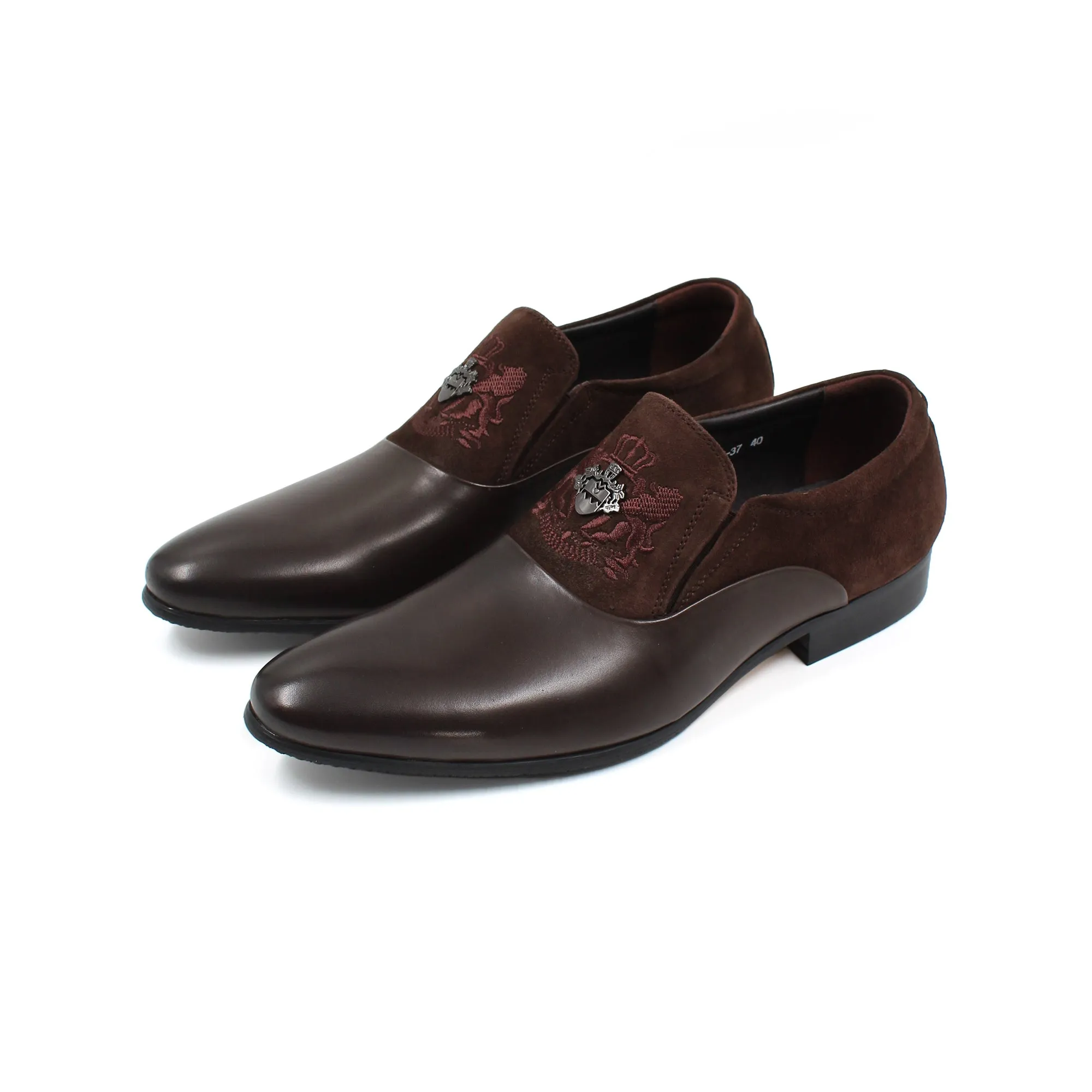 Maroon Leather Metal Detail Oxfords