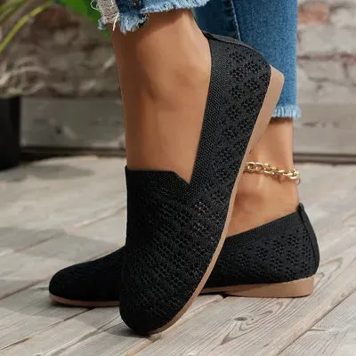 Mesh Round Toe Flat Slip-Ons