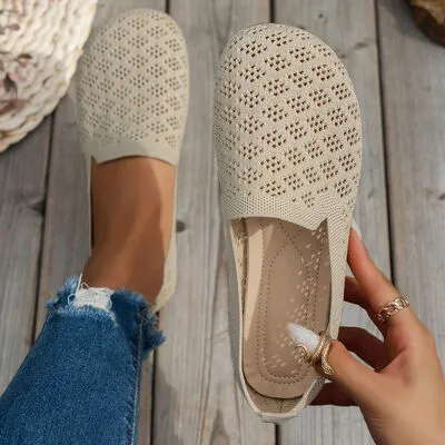 Mesh Round Toe Flat Slip-Ons