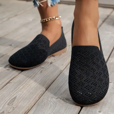 Mesh Round Toe Flat Slip-Ons