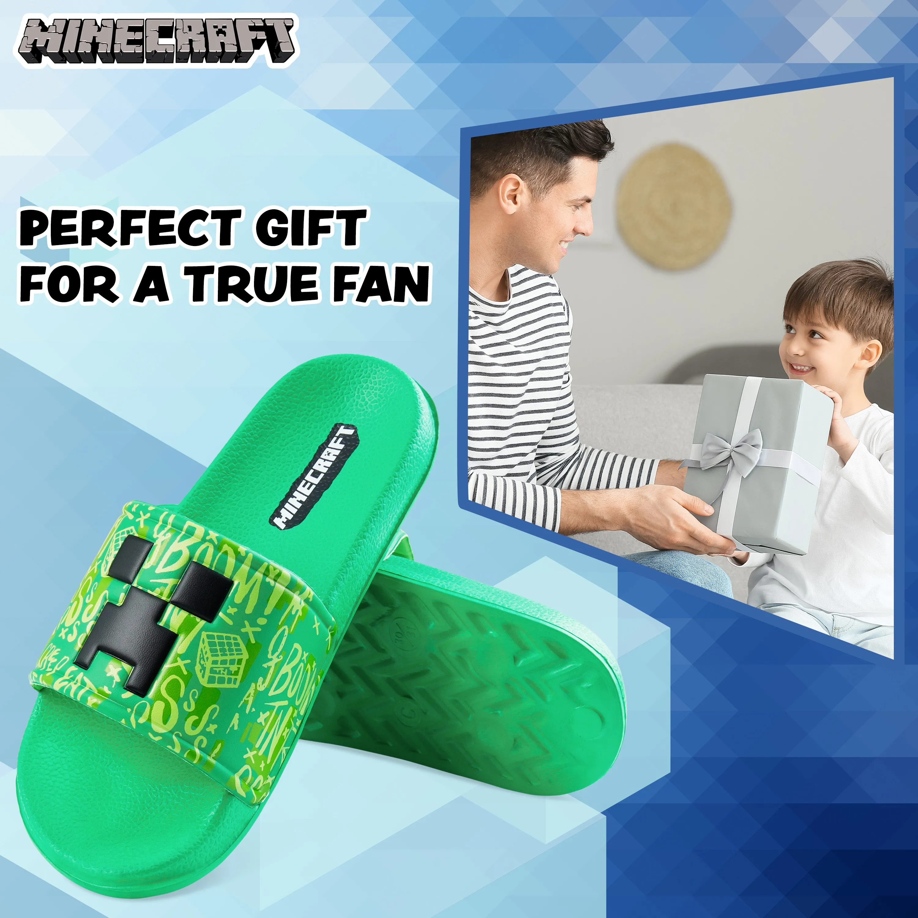 Minecraft Sliders for Boys and Teenagers, Kids Flip Flops
