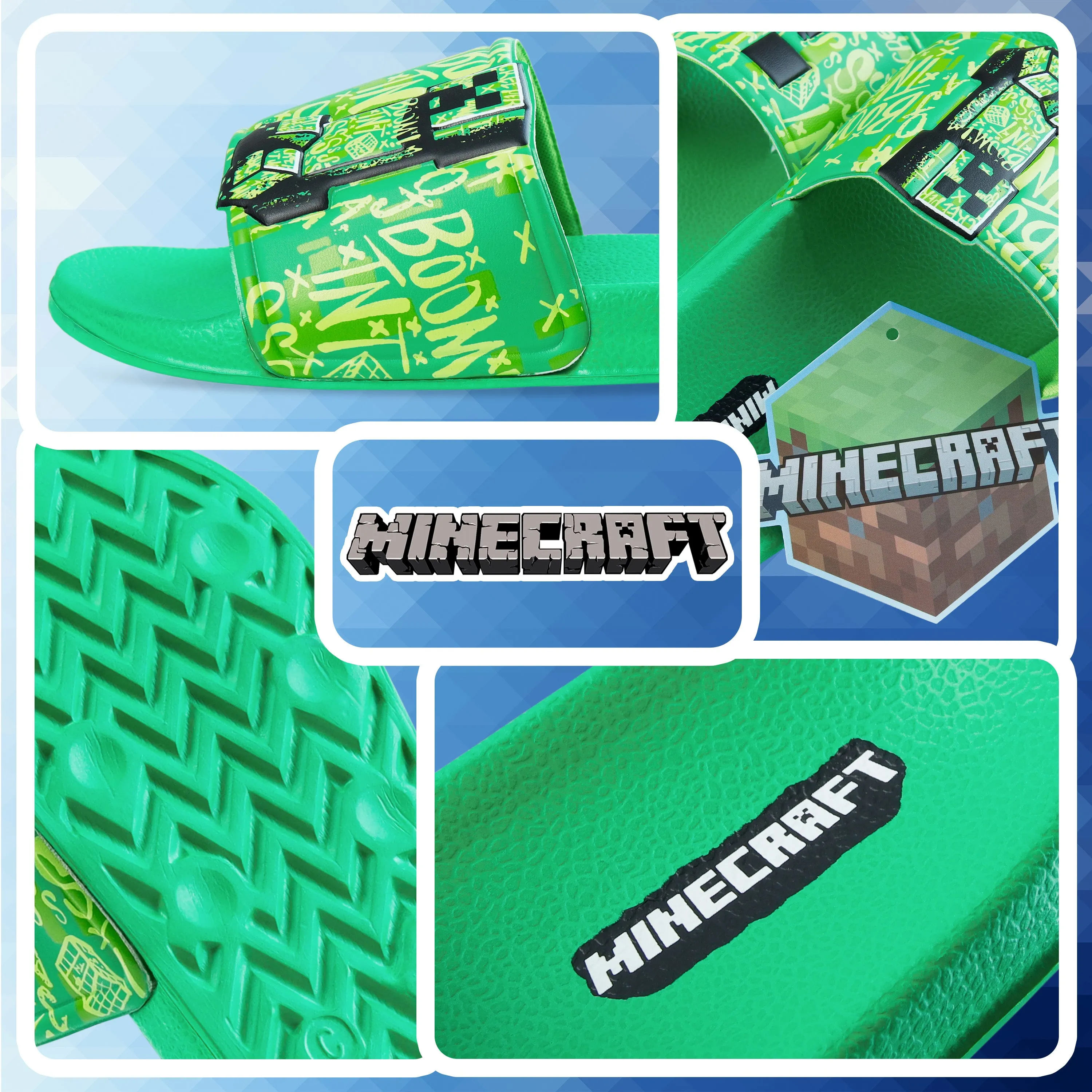 Minecraft Sliders for Boys and Teenagers, Kids Flip Flops
