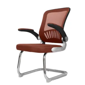 Modern Design Visitor Mesh Office Chairs Without Wheels 8833G Brown