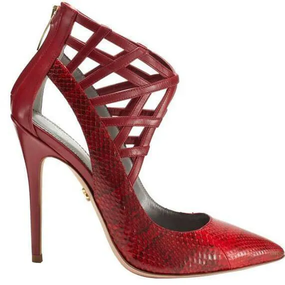 Point Toe Leather Sexy Stiletto Heel Pumps