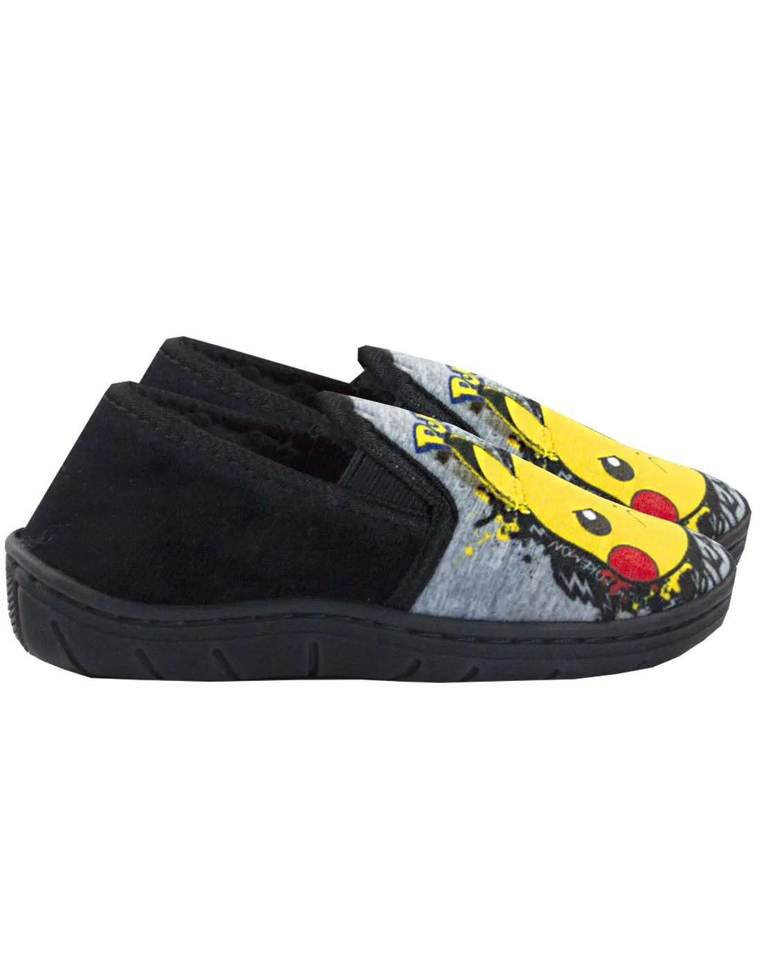 Pokemon Pikachu Graffiti Face Kid's Grey Marl Loafer Slippers