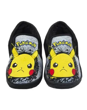 Pokemon Pikachu Graffiti Face Kid's Grey Marl Loafer Slippers