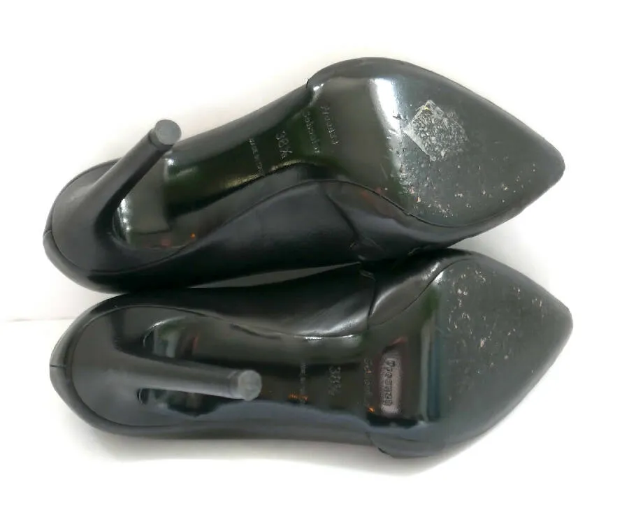Proezna Schouler Black Leather heeled pumps with cut-outs at the front