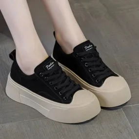 Round Toe Lace Up Platform Sneakers