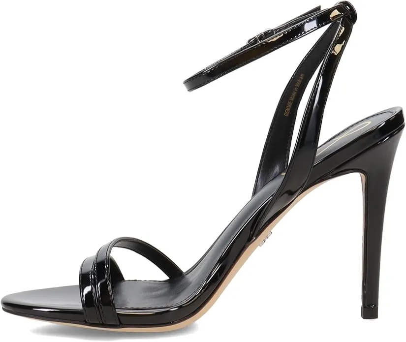 Sam Edelman Gemmie Black Patent Ankle Strap Open Toe Stiletto Heeled Sandals