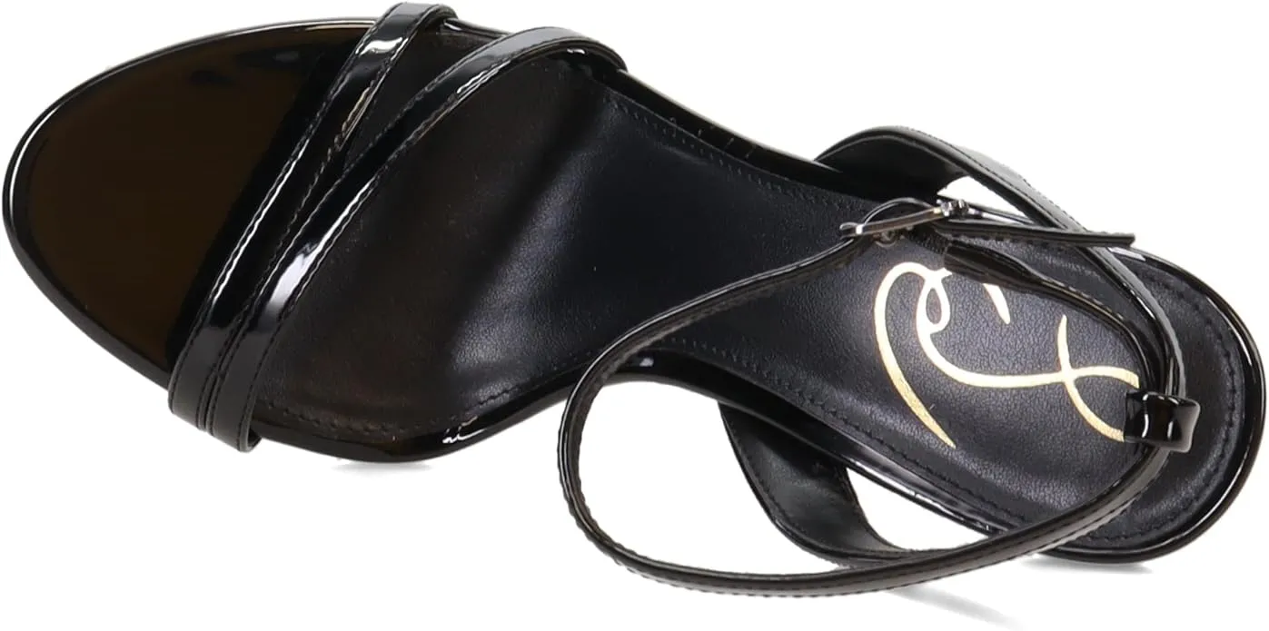 Sam Edelman Gemmie Black Patent Ankle Strap Open Toe Stiletto Heeled Sandals