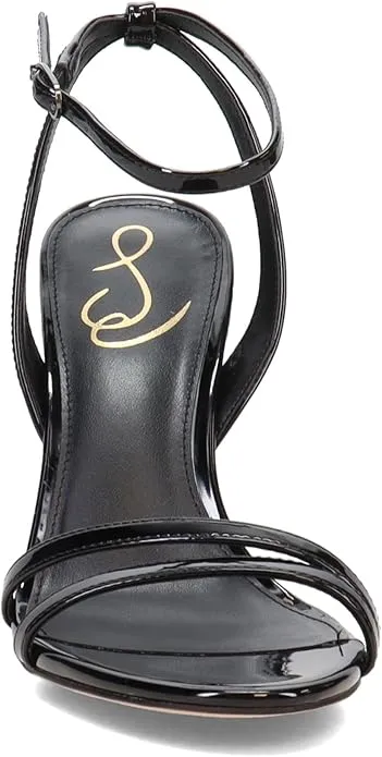 Sam Edelman Gemmie Black Patent Ankle Strap Open Toe Stiletto Heeled Sandals