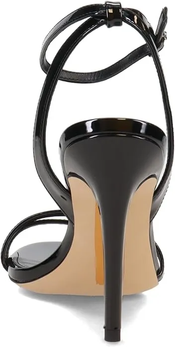 Sam Edelman Gemmie Black Patent Ankle Strap Open Toe Stiletto Heeled Sandals