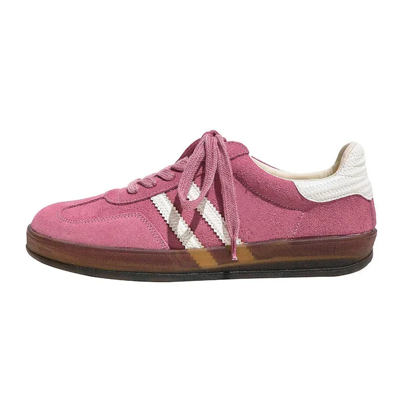 Side Striped Round Toe Lace Up Sneakers