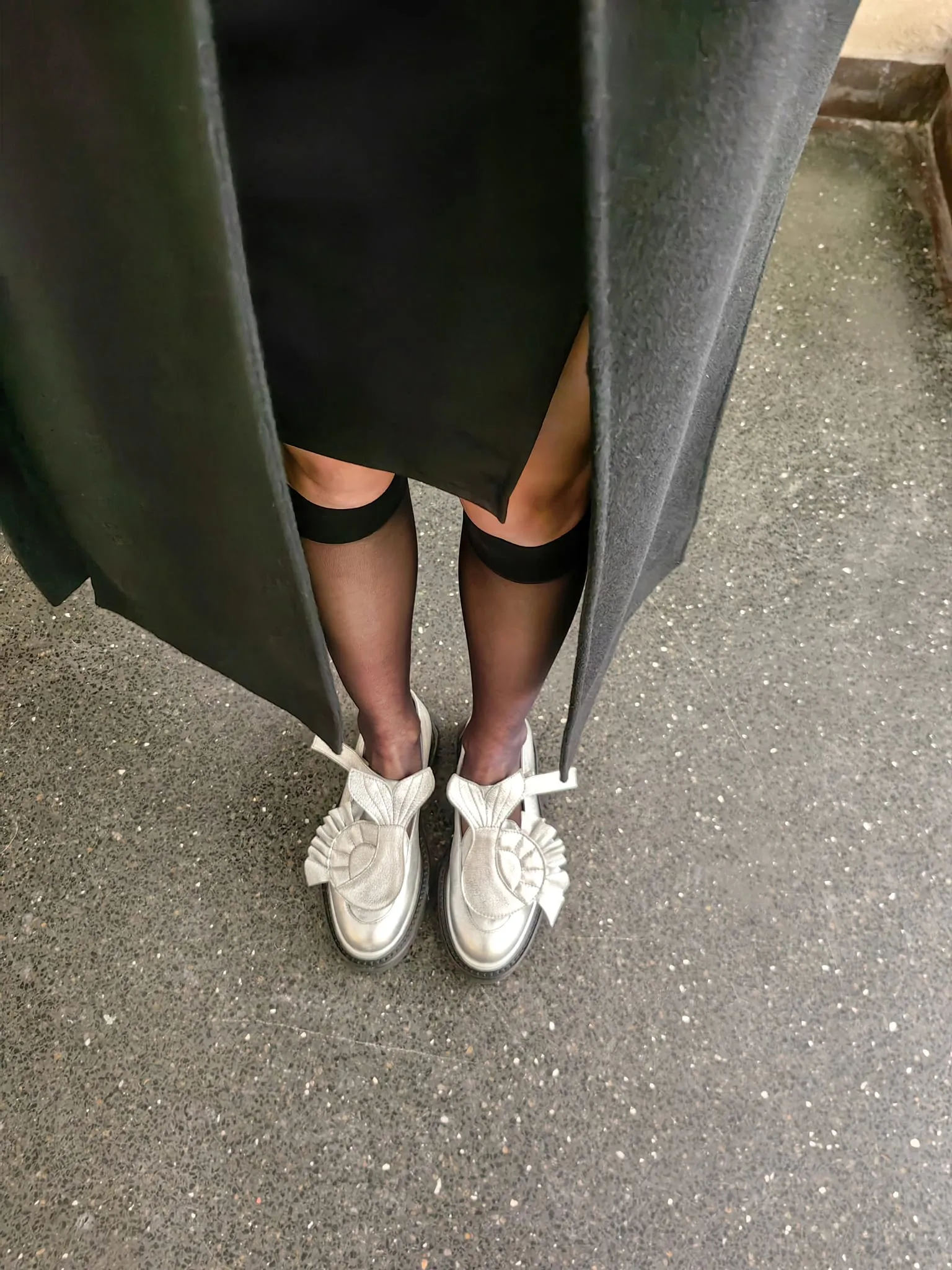 The Answer Within silver leather loafers