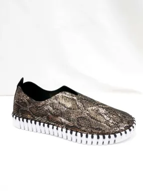 Tulip 0008 Slip-On Shoe in Snake Print Black