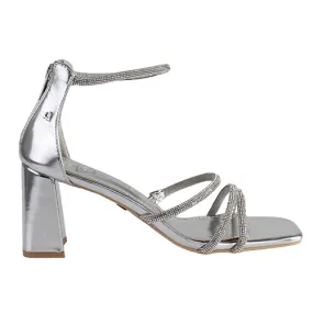 Una Healy Block Heeled Sandals -Sophisticated - Silver