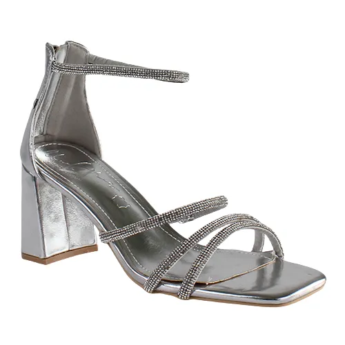 Una Healy Block Heeled Sandals -Sophisticated - Silver