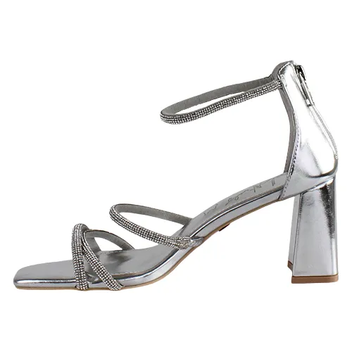 Una Healy Block Heeled Sandals -Sophisticated - Silver