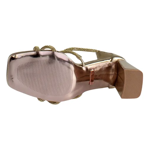 Una Healy Ladies Block Heeled Sandals - Sophisticated - Gold