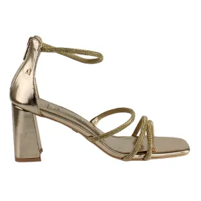 Una Healy Ladies Block Heeled Sandals - Sophisticated - Gold