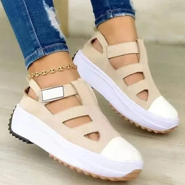 Women's Platform Cutout Velcro Low-Top Casual Shoes 35860165C