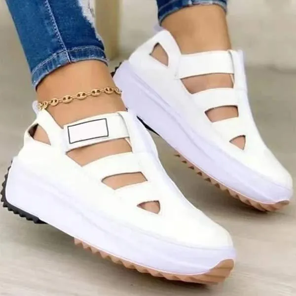 Women's Platform Cutout Velcro Low-Top Casual Shoes 35860165C