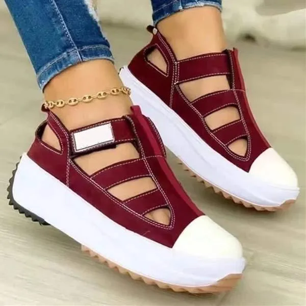 Women's Platform Cutout Velcro Low-Top Casual Shoes 35860165C