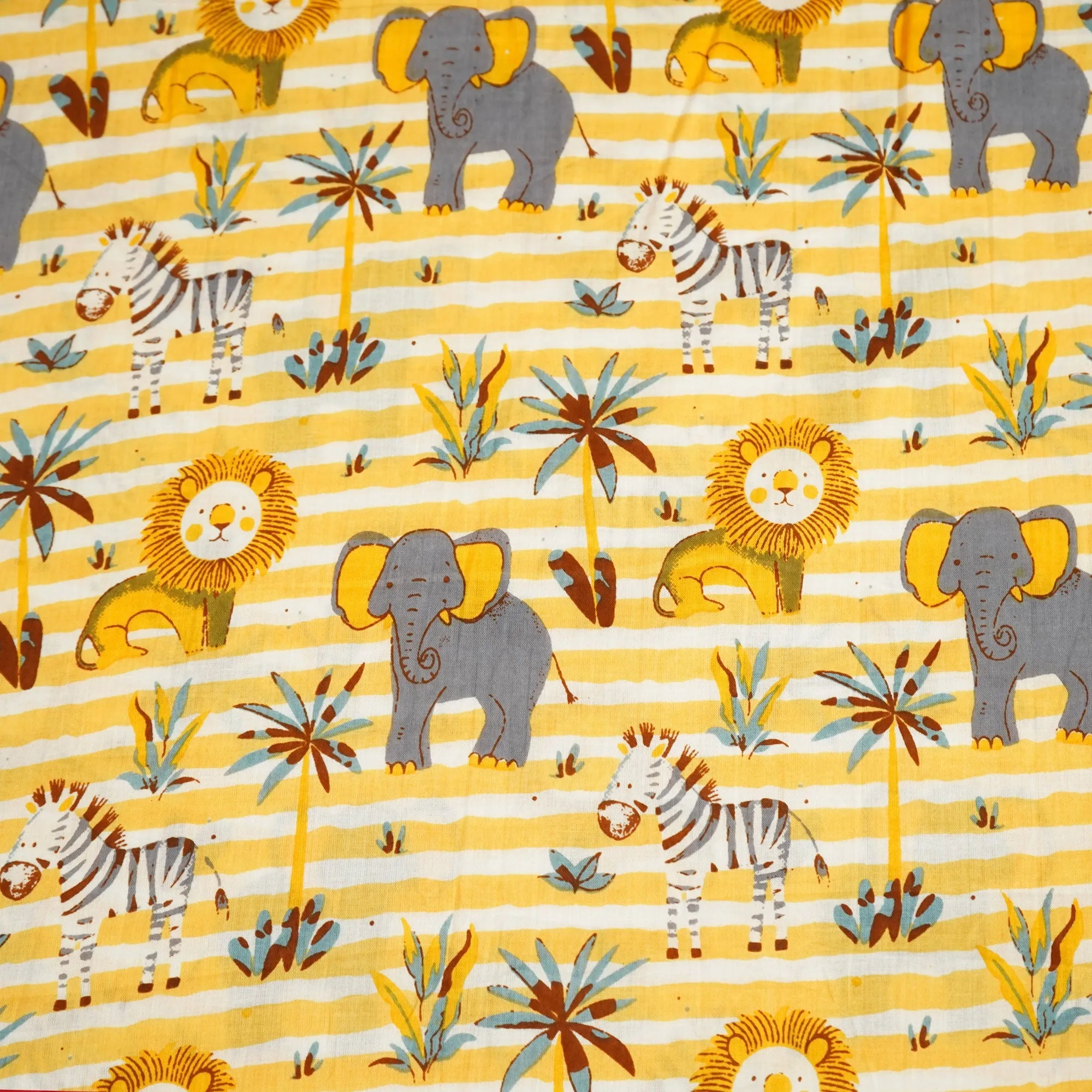 Yellow Kids Print Cotton Fabric MFL-23702