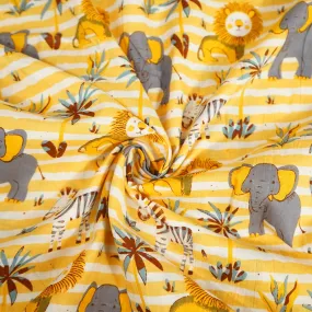 Yellow Kids Print Cotton Fabric MFL-23702